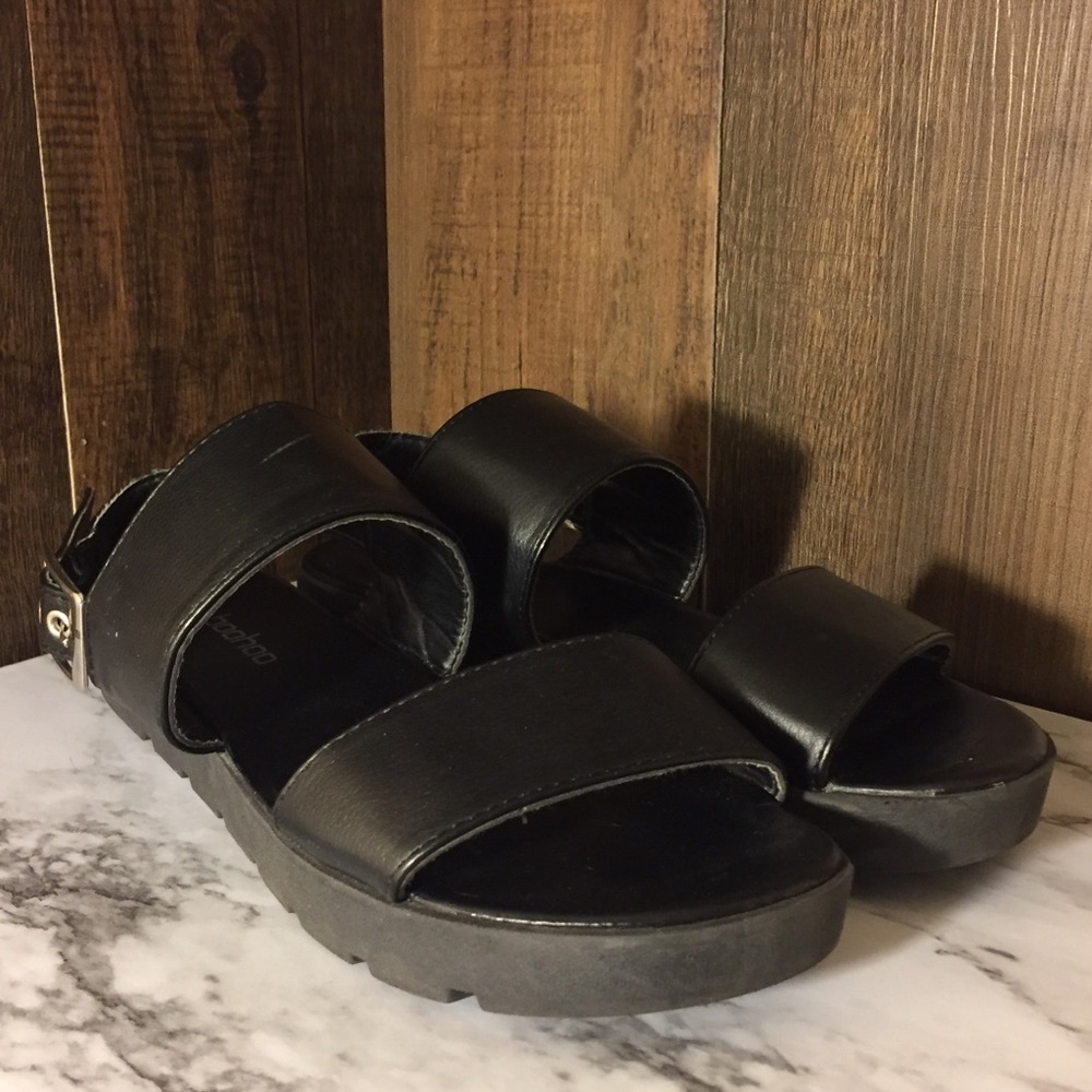 BOOHOO Cleated Two Part “Emily” Flat Sandals